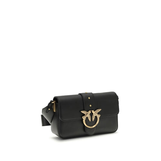 PINKO Black Calf Leather Bos Taurus Shoulder Bag