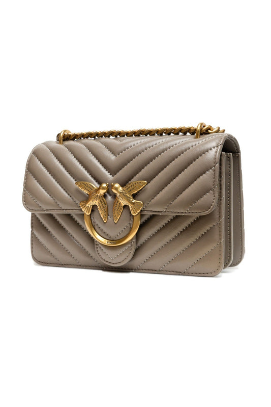 PINKO Grey Mini Love Bag One Chevron