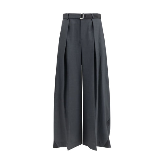 Sacai Gray Polyester Casual Pants