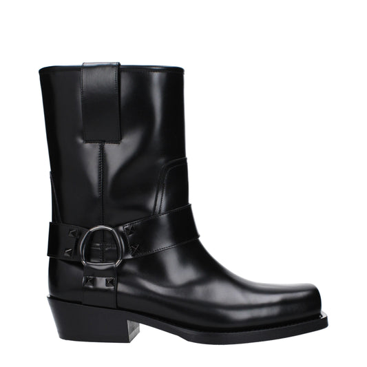 Valentino Garavani Black Leather Ankle
