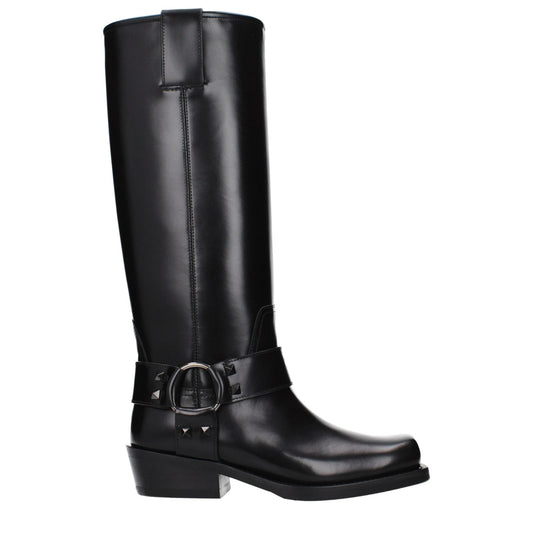 Valentino Garavani Black Leather Boots