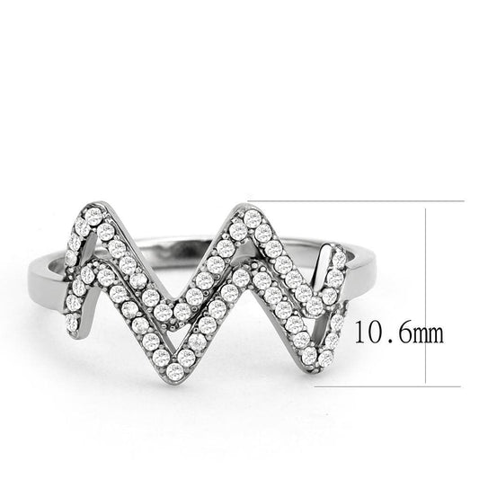 DA339 - No Plating Stainless Steel Ring with AAA Grade CZ in Clear.