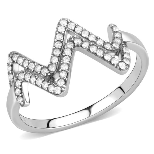 DA339 - No Plating Stainless Steel Ring with AAA Grade CZ in Clear.