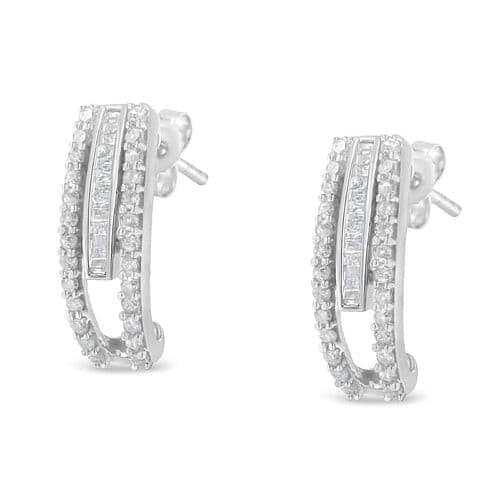 Sterling-Silver 3/4ct TDW Diamond J-Stud Earring Jewelry & Watches Lime Shadow