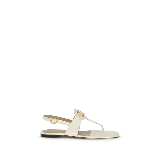 Valentino Garavani Cream Calf Leather Bos Taurus Flat Sandals