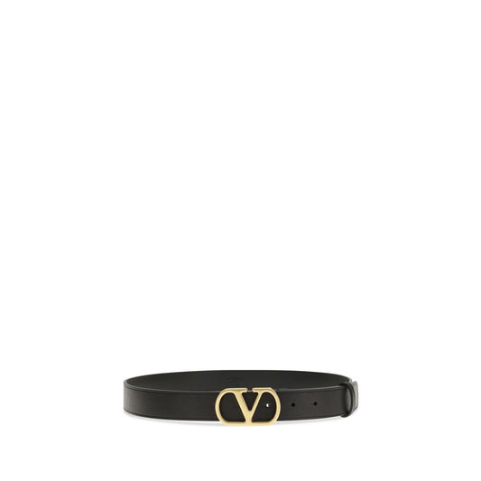 Valentino Garavani Black Calf Leather Bos Taurus Belt