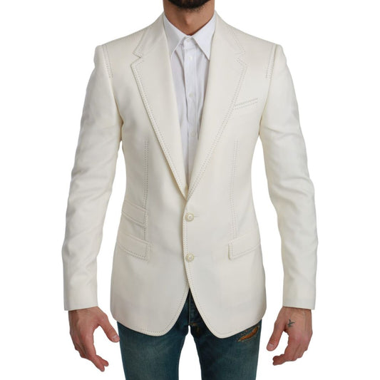 Dolce & Gabbana White Virgin Wool Blazer