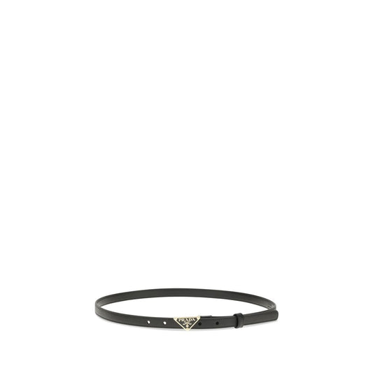 Prada Black Calf Leather Bos Taurus Thin Belt