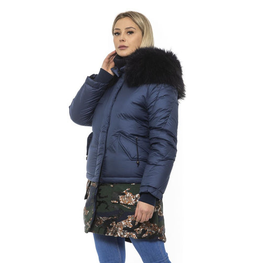 Mr&Mrs Italy Blue Poly Parka with Hood for Women