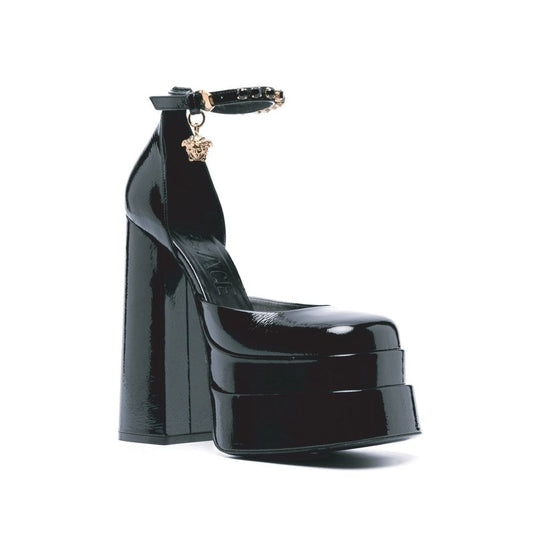 Versace Black Calfskin Platform Pumps