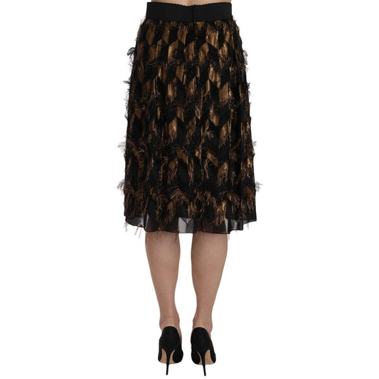 Dolce & Gabbana Bicolor Silk Midi Skirt