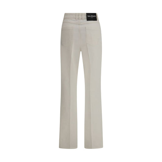 Balmain White Cotton Straight-Leg Jeans