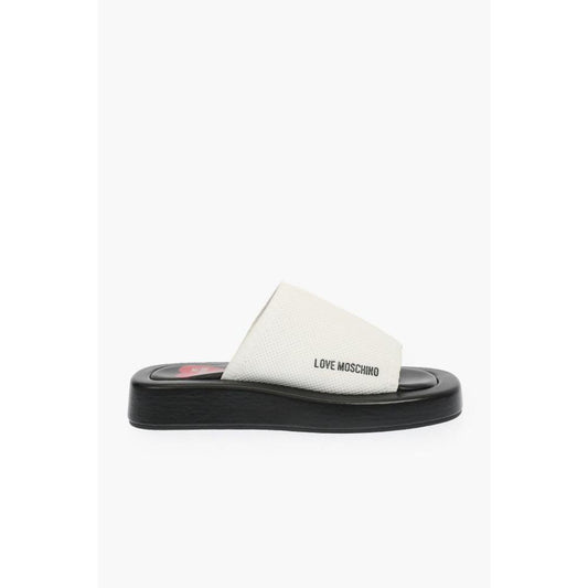 Moschino Black And White Leather Slides