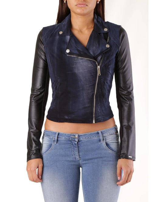 Met Blue Cotton Biker Jacket