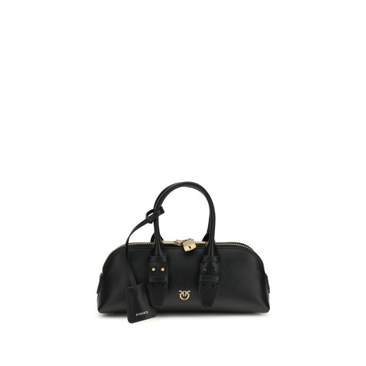 PINKO Black Calf Leather Bos Taurus Shoulder Bag