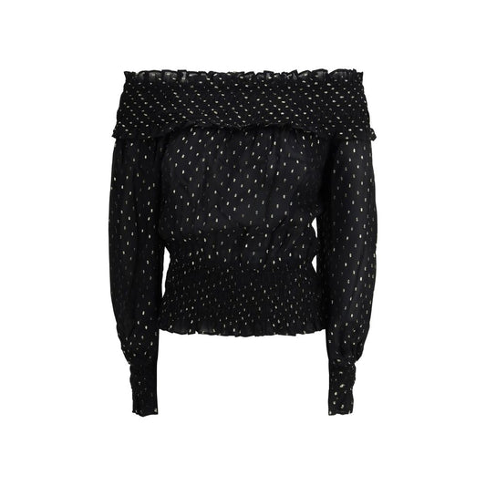 Self-Portrait Black Viscose Top