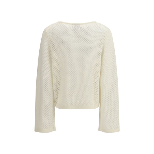 Allude White Fleece Wool Sweatshirt
