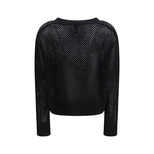 Allude Black Fleece Wool Cardigan