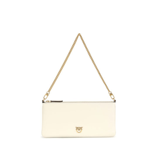 PINKO White Calf Leather Bos Taurus Shoulder Bag