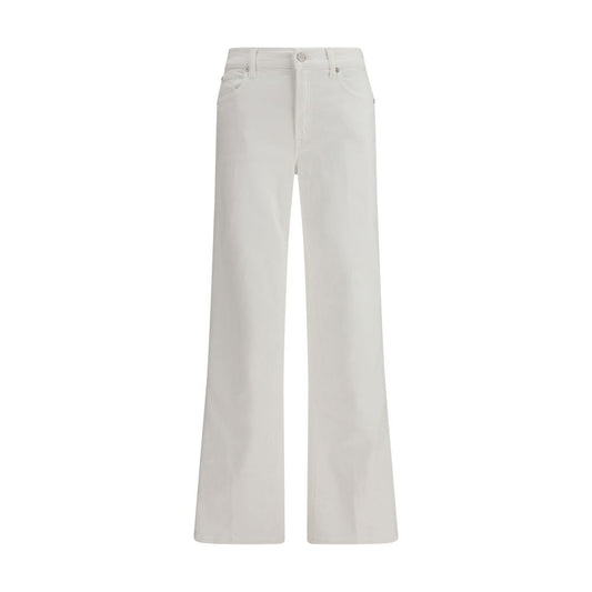 7FOR White Cotton Straight-Leg Jeans