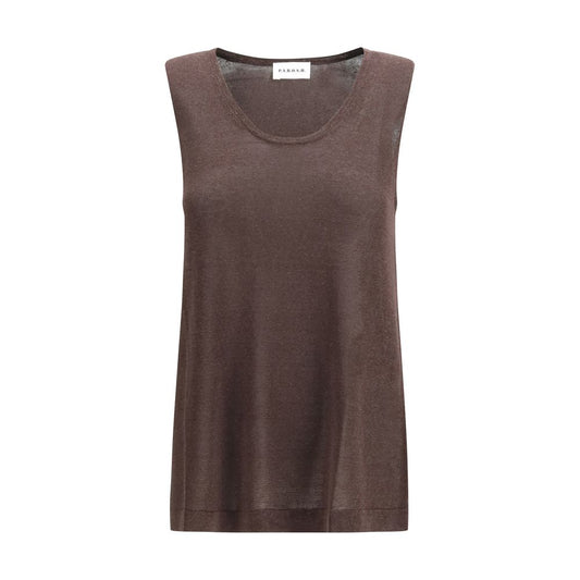 P.A.R.O.S.H. Brown Linen Tank Tops