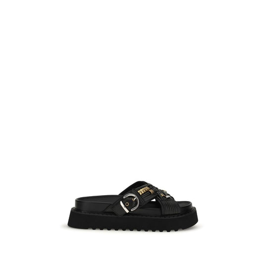PINKO Black Goatskin Platform Sandals