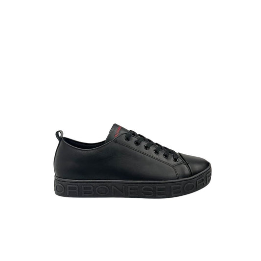 Borbonese Black Leather Men Sneaker
