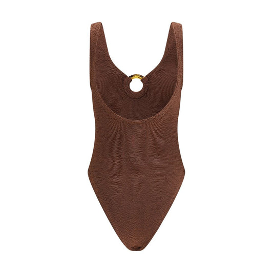 Hunza G Brown Polyamide One-Piece Swimsuit