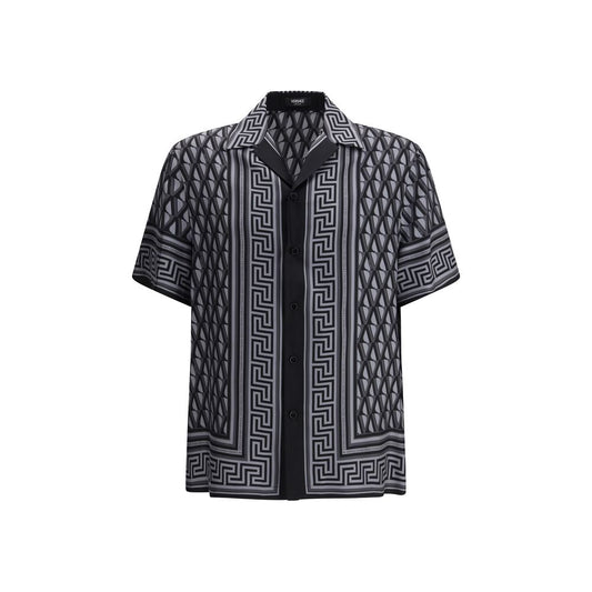 Versace Gray Silk Pattern Shirt