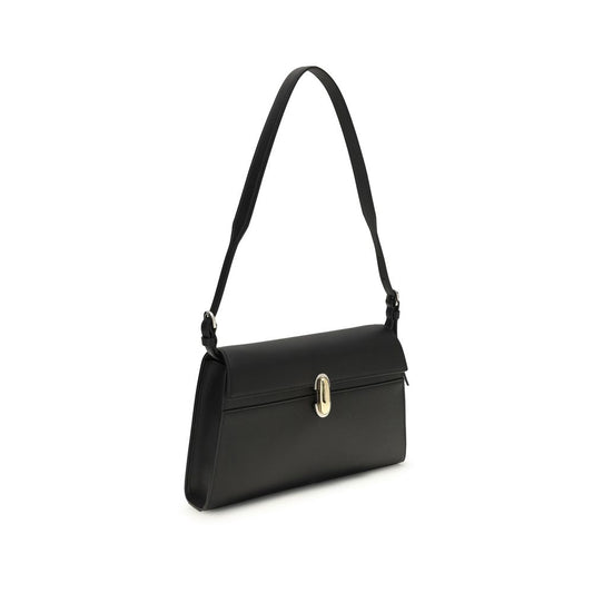 Savette Black Calf Leather Bos Taurus Shoulder Bag