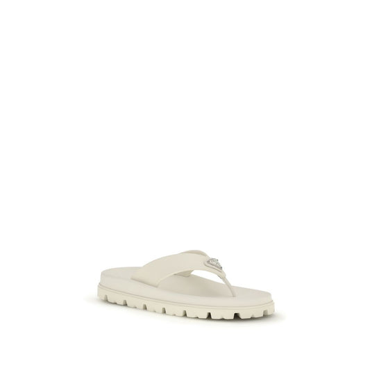 Prada White Rubber Flip-Flop Sandals