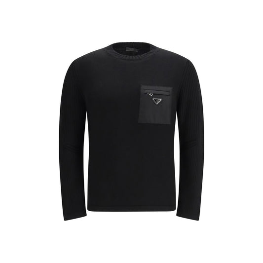 Prada Black Fleece Wool Sweatshirt