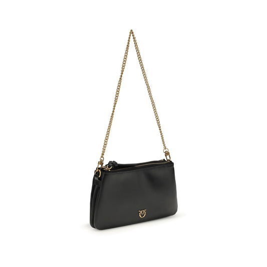 PINKO Black Calf Leather Bos Taurus Shoulder Bag
