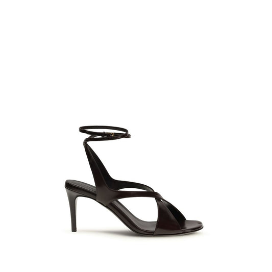 Khaite Brown Calf Leather Bos Taurus Stiletto Heel Sandals