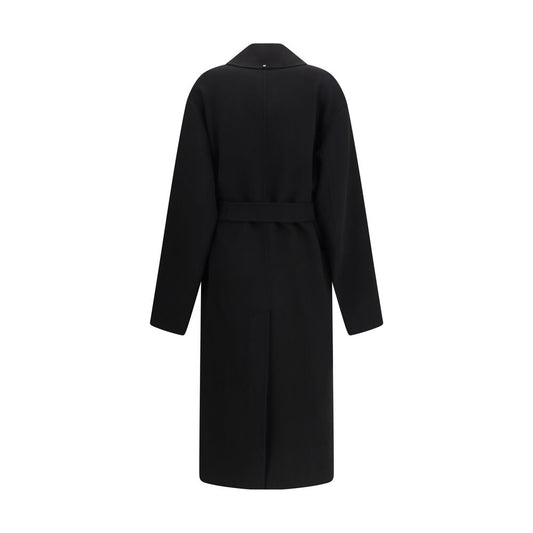 Max Mara Black Fleece Wool Coat