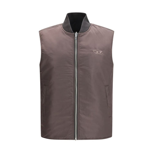 Diesel Brown Polyamide Sleveless Jacket