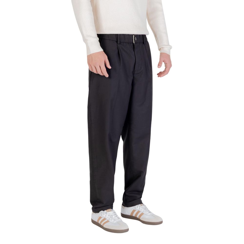 Gianni Lupo Black Cotton Casual Pants