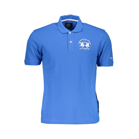 La Martina Blue Cotton Men Polo Shirt
