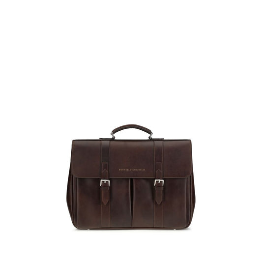 Brunello Cucinelli Bordeaux Calf Leather Bos Taurus Handbag