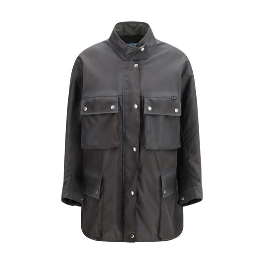 Prada Gray Recycled Polyamide Coat