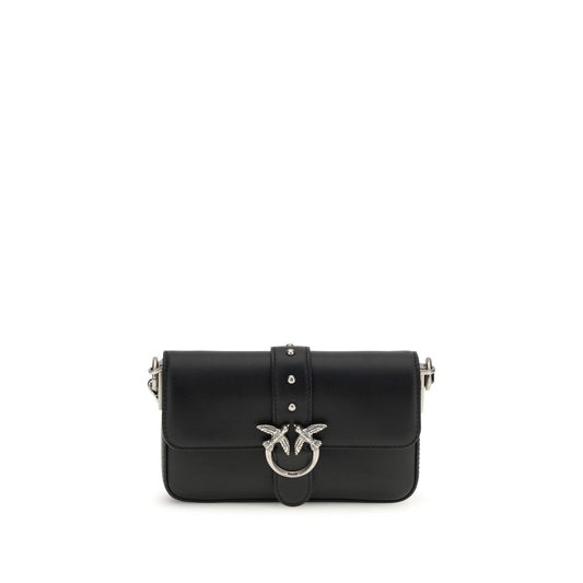 PINKO Black Calf Leather Bos Taurus Shoulder Bag
