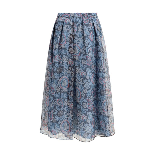 Max Mara Multicolor Silk Long Skirt