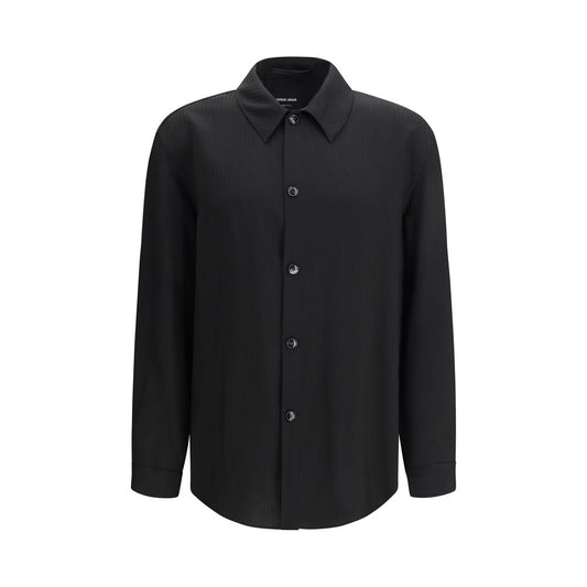 Giorgio Armani Black Viscose Dress Shirt