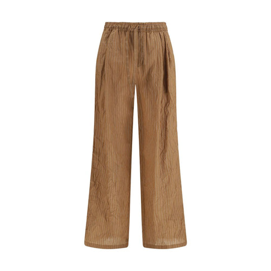 Dolce & Gabbana Brown Linen Casual Pants