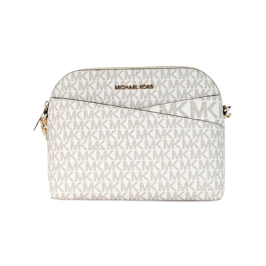 Michael Kors Women'S Back Slip Pocket Signature Canvas Crossbody Bag, Vanilla