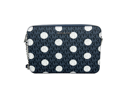 Michael Kors Women'S Jet Set Large Polka Dot Signature Logo Crossbody Bag (Navy) 35S5STTC3O-414