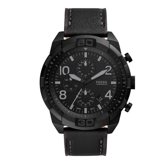 Fossil Black Leather Sport Watch