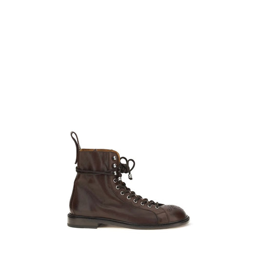 Versace Black Calf Leather Bos Taurus Lace-Up Boots