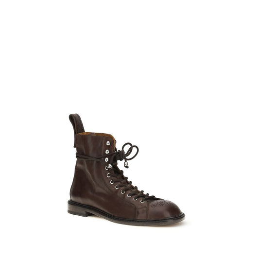 Versace Black Calf Leather Bos Taurus Lace-Up Boots