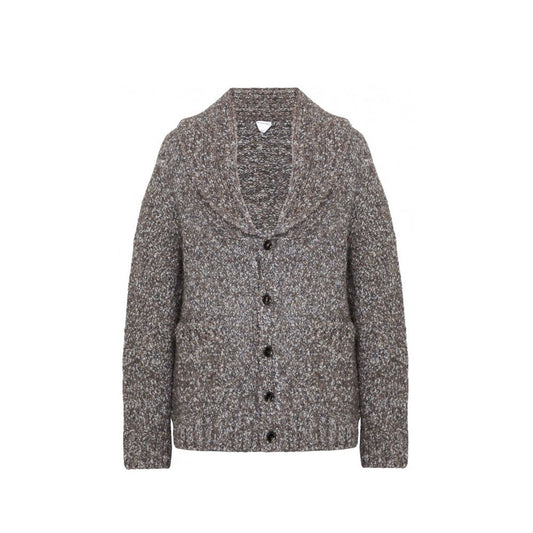 Bottega Veneta Gray Alpaca Leather Cardigan